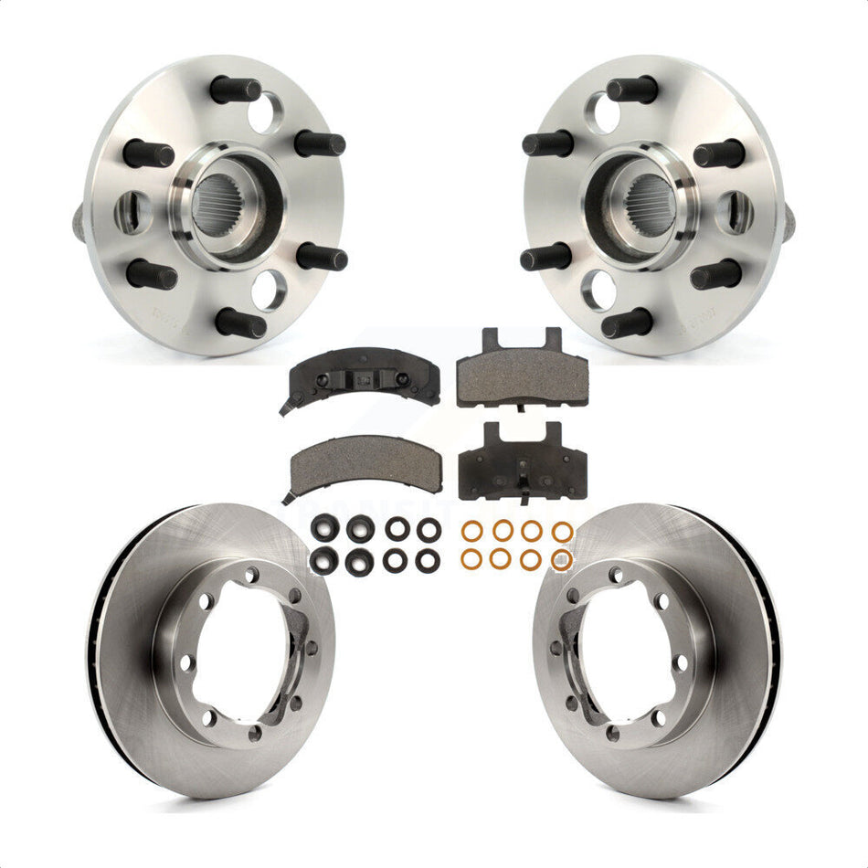 Front Hub Bearing Assembly With Disc Brake Rotors And Semi-Metallic Pads Kit For 1994-1994 K1500 Suburban Chevrolet GMC 8 Lug Wheels KBB-105279