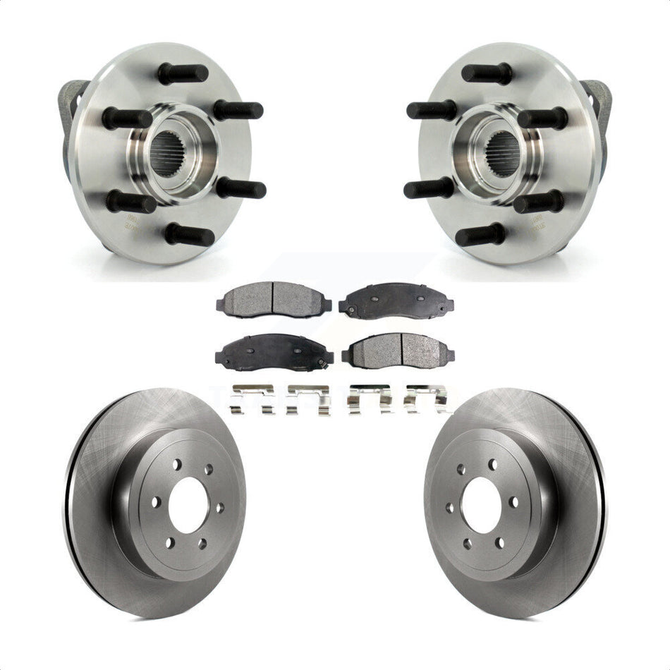 Front Hub Bearing Assembly With Disc Brake Rotors And Semi-Metallic Pads Kit For 2003-2004 Dodge Dakota 4WD with 2-Wheel ABS KBB-105287