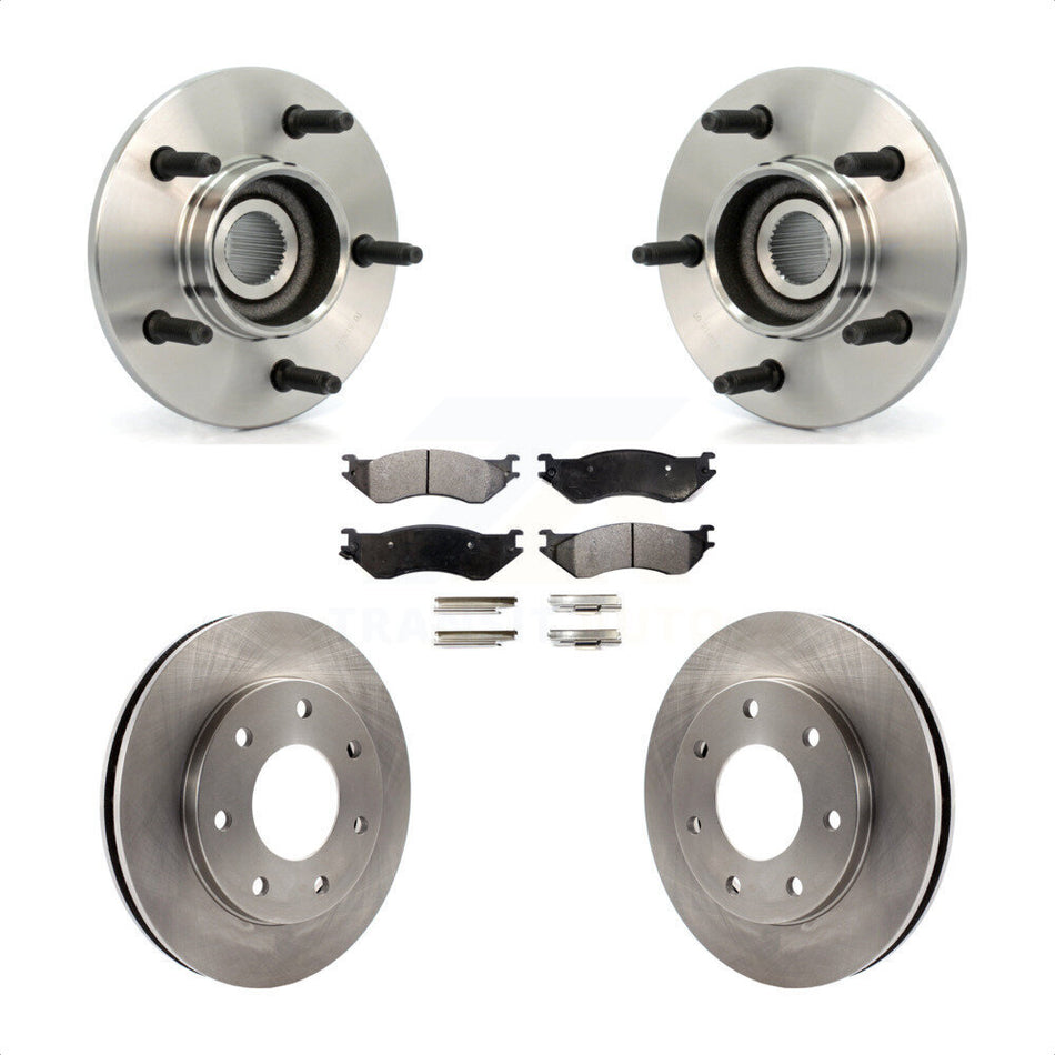Front Hub Bearing Assembly With Disc Brake Rotors And Semi-Metallic Pads Kit For 1999 Ford F-150 4WD with 2-Wheel ABS 7 Lug Wheels KBB-105293
