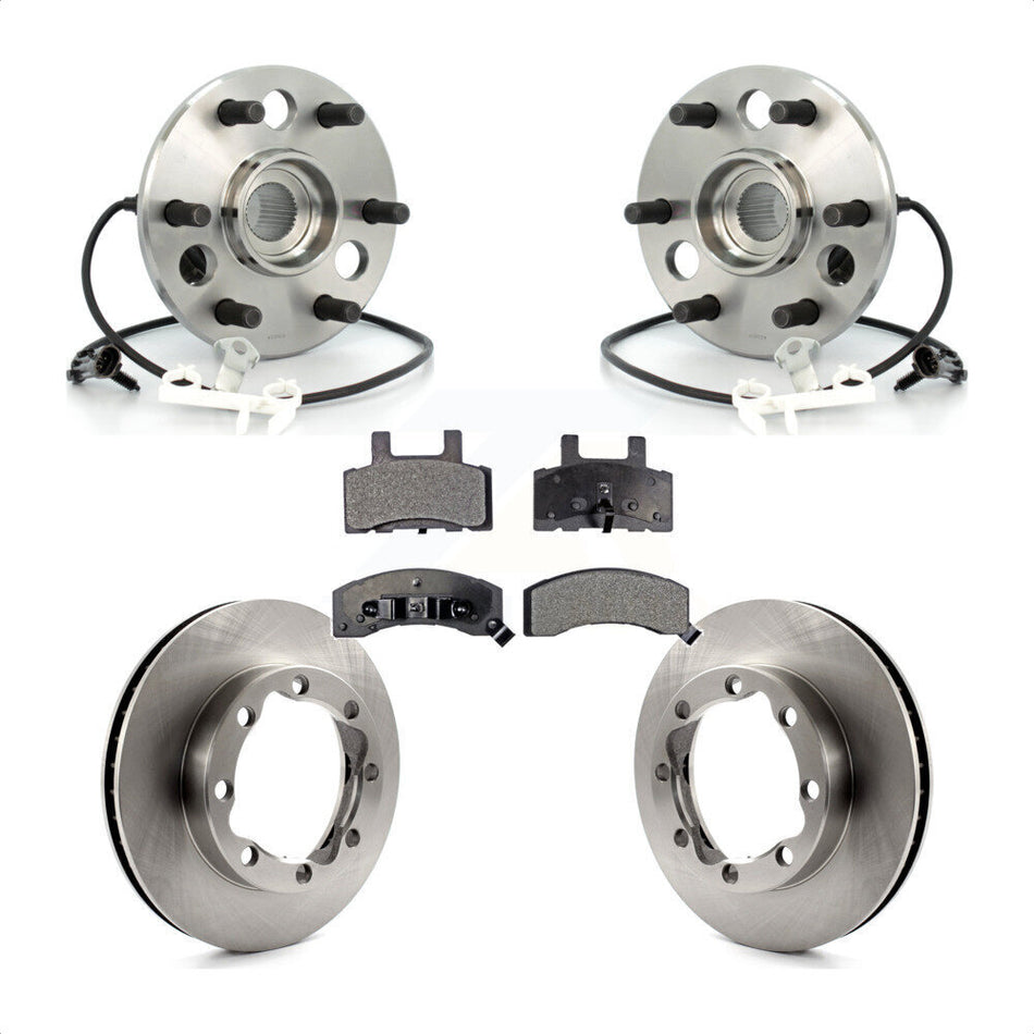 Front Hub Bearing Assembly With Disc Brake Rotors And Semi-Metallic Pads Kit For 1998-1999 Chevrolet Tahoe 4WD with DIESEL engine 6 Lug Wheels KBB-105297