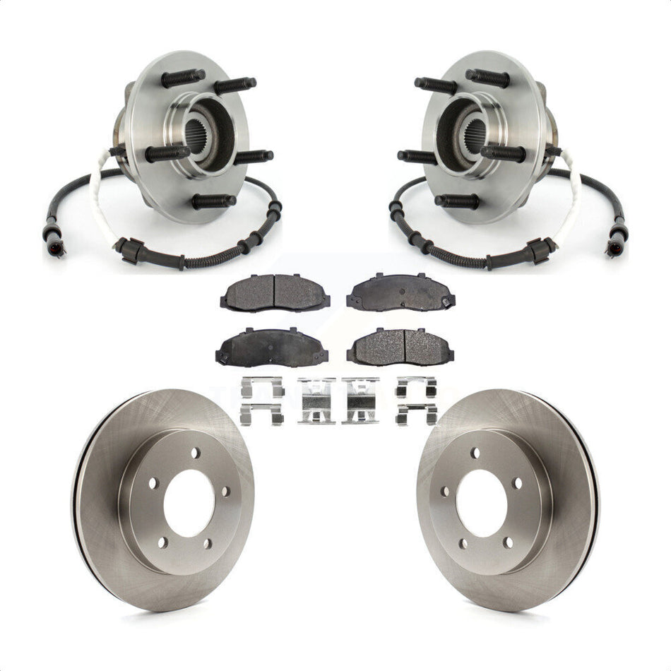 Front Hub Bearing Assembly With Disc Brake Rotors And Semi-Metallic Pads Kit For Ford F-150 Heritage 4WD with 4-Wheel ABS KBB-105303