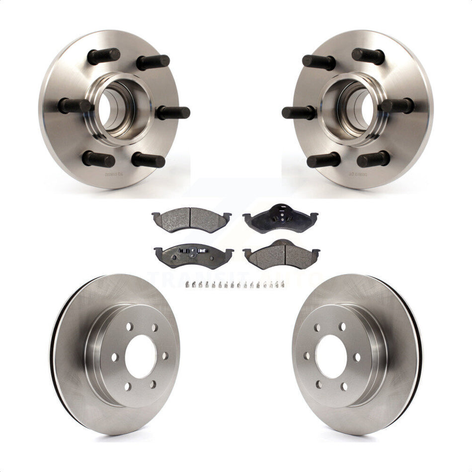 Front Hub Bearing Assembly With Disc Brake Rotors And Semi-Metallic Pads Kit For 2000-2002 Dodge Dakota Durango RWD with 2-Wheel ABS KBB-105307