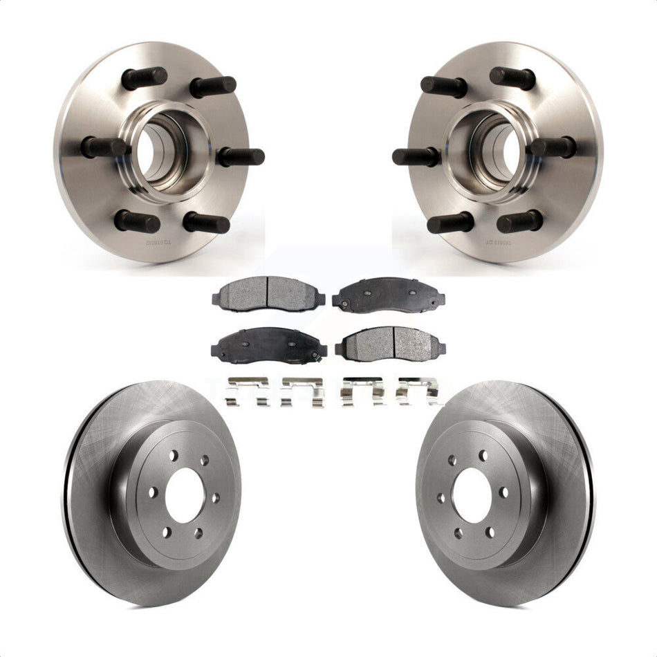 Front Hub Bearing Assembly With Disc Brake Rotors And Semi-Metallic Pads Kit For 2003-2004 Dodge Dakota RWD with 2-Wheel ABS KBB-105309