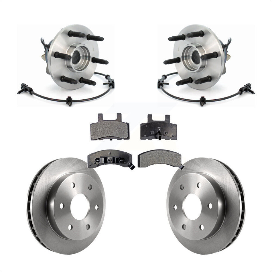 Front Hub Bearing Assembly With Disc Brake Rotors And Semi-Metallic Pads Kit For 2000 Chevrolet Tahoe Base LT LS with 4WD Rear Drum Brakes Police Package KBB-105316