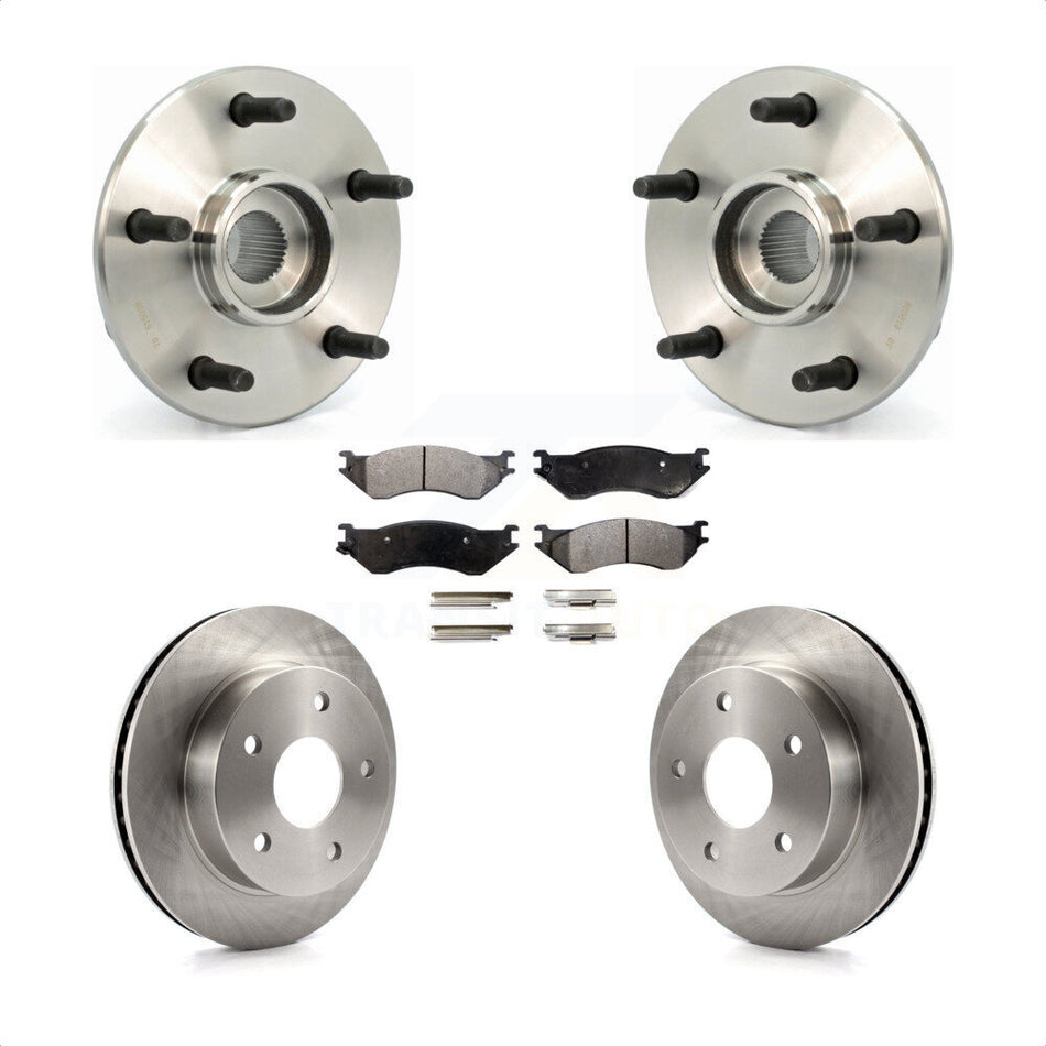Front Hub Bearing Assembly With Disc Brake Rotors And Semi-Metallic Pads Kit For 2000-2001 Dodge Ram 1500 4WD with 2-Wheel ABS KBB-105317