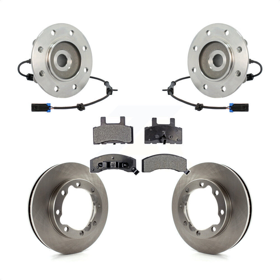 Front Hub Bearing Assembly With Disc Brake Rotors And Semi-Metallic Pads Kit For K3500 Chevrolet GMC Dual Rear Wheels KBB-105320