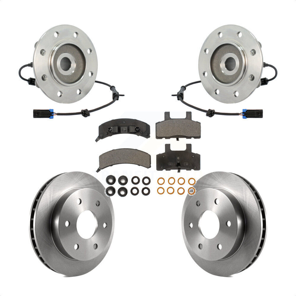 Front Hub Bearing Assembly With Disc Brake Rotors And Semi-Metallic Pads Kit For K1500 Chevrolet GMC K2500 KBB-105321