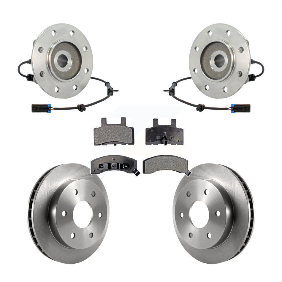 Front Hub Bearing Assembly With Disc Brake Rotors And Semi-Metallic Pads Kit For 1996-1997 K2500 Suburban Chevrolet GMC 6 Lug Wheels KBB-105322