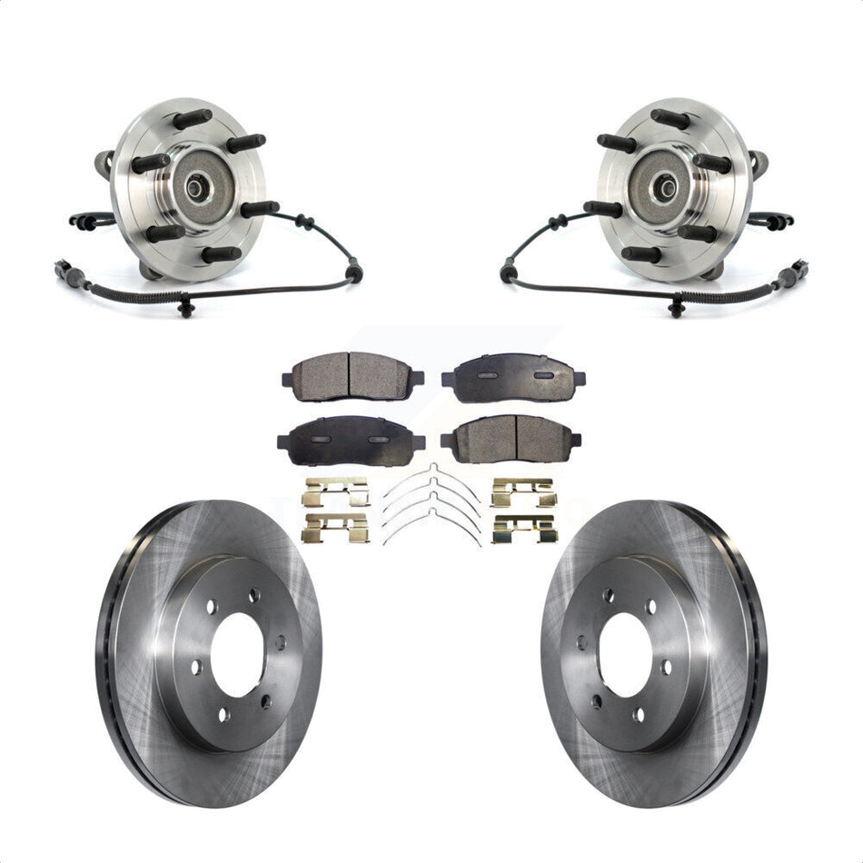 Front Hub Bearing Assembly With Disc Brake Rotors And Semi-Metallic Pads Kit For Ford F-150 4WD KBB-105328