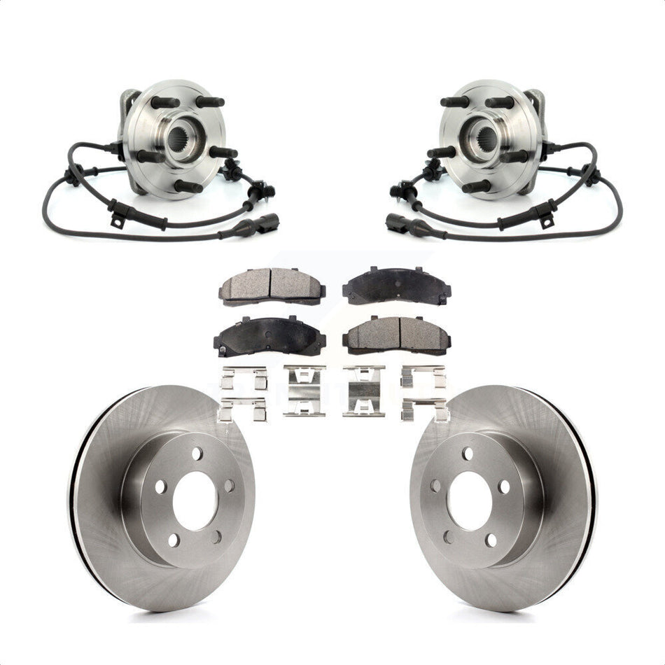 Front Hub Bearing Assembly With Disc Brake Rotors And Semi-Metallic Pads Kit For Ford Explorer Mercury Mountaineer KBB-105332