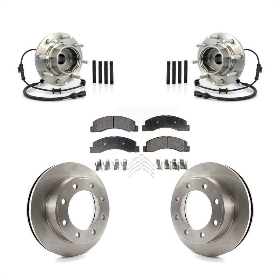 Front Hub Bearing Assembly With Disc Brake Rotors And Semi-Metallic Pads Kit For 2003-2005 Ford Excursion 4WD KBB-105337