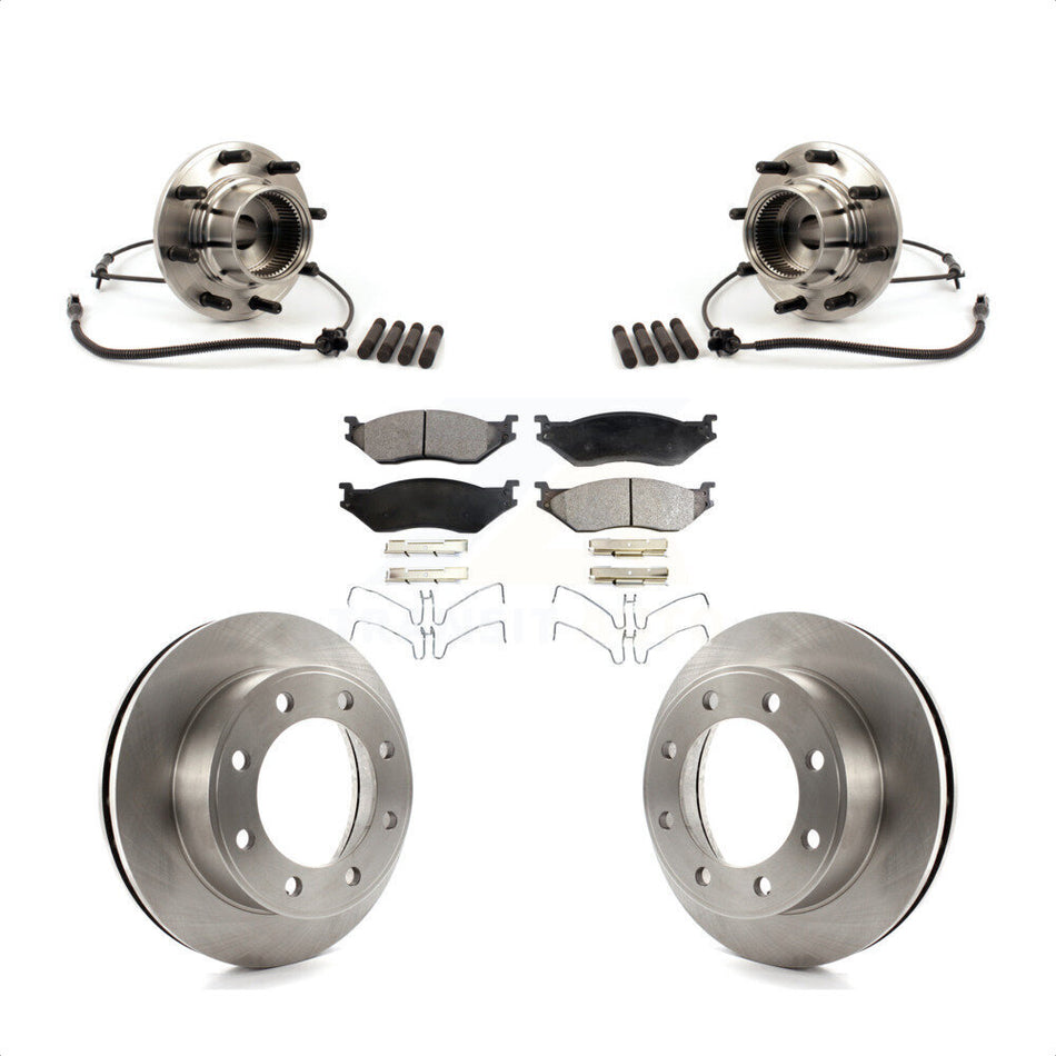 Front Hub Bearing Assembly With Disc Brake Rotors And Semi-Metallic Pads Kit For Ford F-550 Super Duty 4 X with 4-Wheel ABS KBB-105338