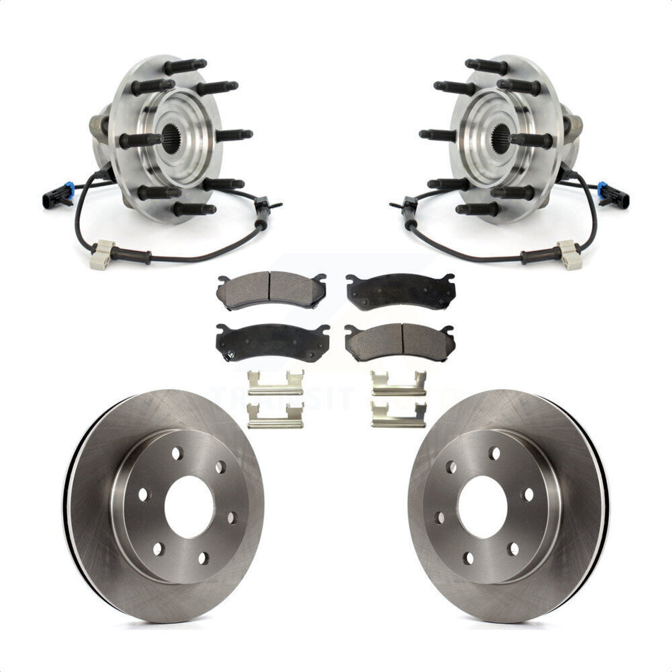 Front Hub Bearing Assembly With Disc Brake Rotors And Semi-Metallic Pads Kit For Chevrolet Silverado 1500 GMC Sierra Classic 8 Lug Wheels KBB-105339