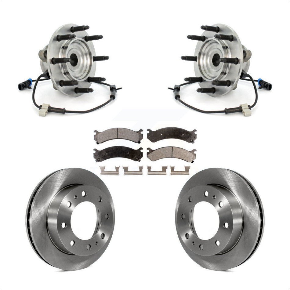 Front Hub Bearing Assembly Disc Brake Rotors And Semi-Metallic Pads Kit For Chevrolet Silverado 2500 HD GMC Sierra Hummer H2 Classic 1500 3500 Suburban Yukon XL Avalanche KBB-105340