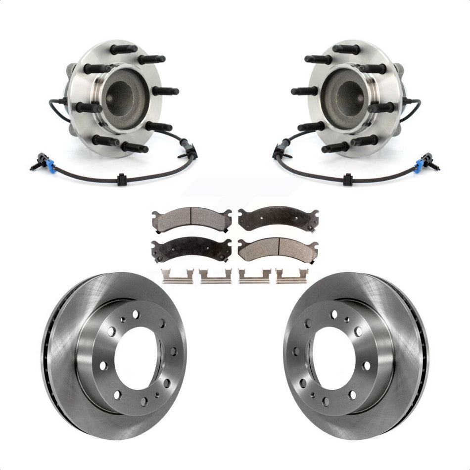 Front Hub Bearing Assembly With Disc Brake Rotors And Semi-Metallic Pads Kit For Chevrolet Express 2500 3500 GMC Savana KBB-105343