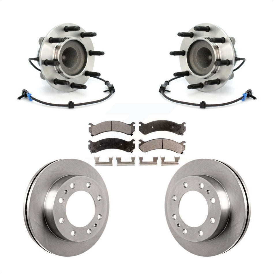 Front Hub Bearing Assembly With Disc Brake Rotors And Semi-Metallic Pads Kit For 2009-2015 Chevrolet Express 4500 GMC Savana Under 9600 Lb GVW KBB-105344