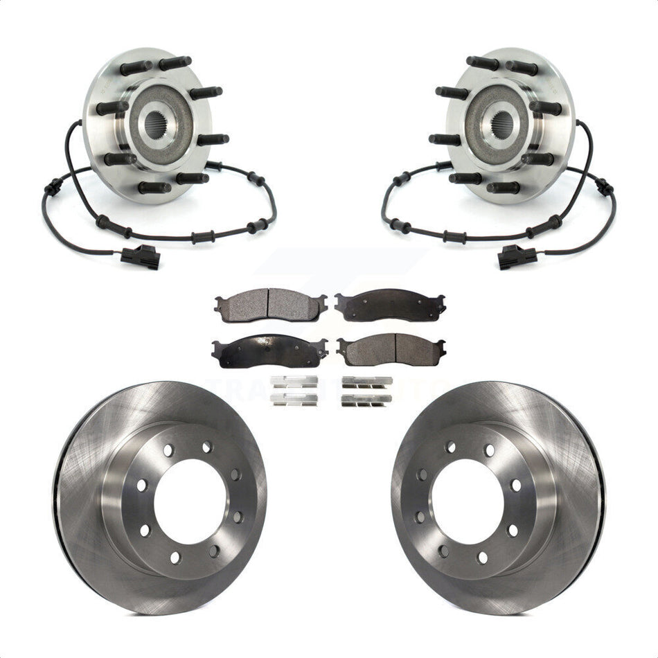 Front Hub Bearing Assembly With Disc Brake Rotors And Semi-Metallic Pads Kit For 2003-2005 Dodge Ram 2500 3500 4WD KBB-105346