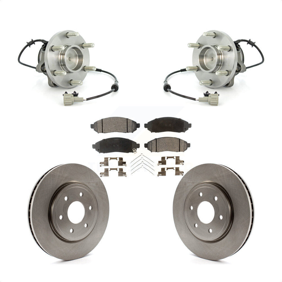 Front Hub Bearing Assembly With Disc Brake Rotors And Semi-Metallic Pads Kit For Nissan Frontier Pathfinder Xterra Suzuki Equator KBB-105350
