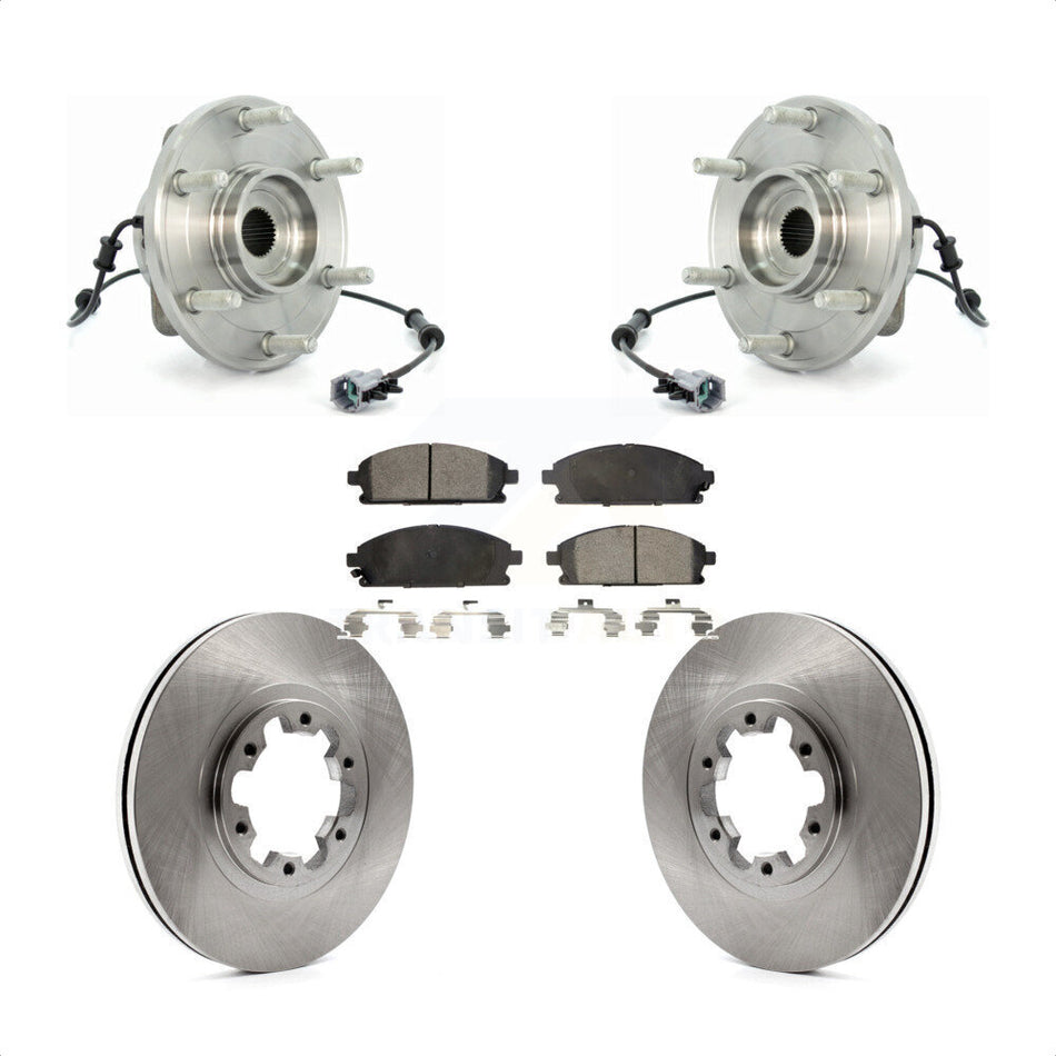 Front Hub Bearing Assembly With Disc Brake Rotors And Semi-Metallic Pads Kit For 2004 Nissan Pathfinder KBB-105355