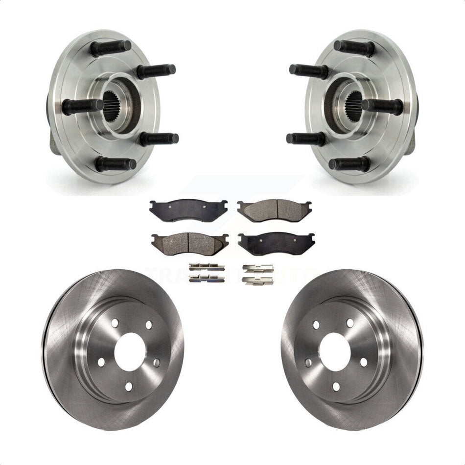 Front Hub Bearing Assembly With Disc Brake Rotors And Semi-Metallic Pads Kit For Dodge Ram 1500 5 Lug Wheels KBB-105362
