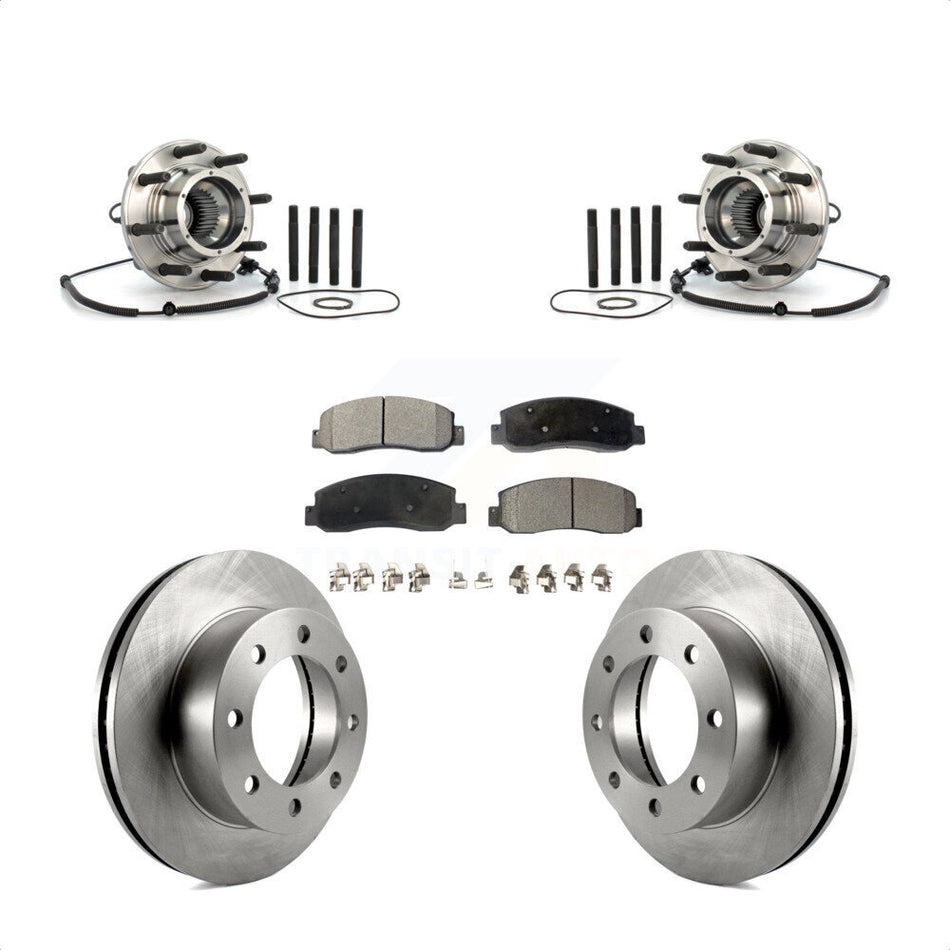 Front Hub Bearing Assembly With Disc Brake Rotors And Semi-Metallic Pads Kit For Ford F-250 Super Duty F-350 Single Rear Wheels KBB-105369