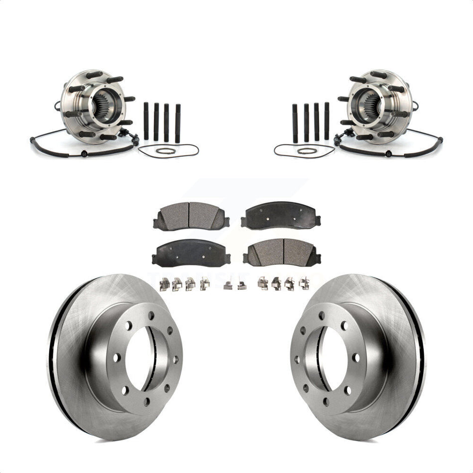 Front Hub Bearing Assembly With Disc Brake Rotors And Semi-Metallic Pads Kit For 2008-2010 Ford F-350 Super Duty 4WD Single Rear Wheels KBB-105370