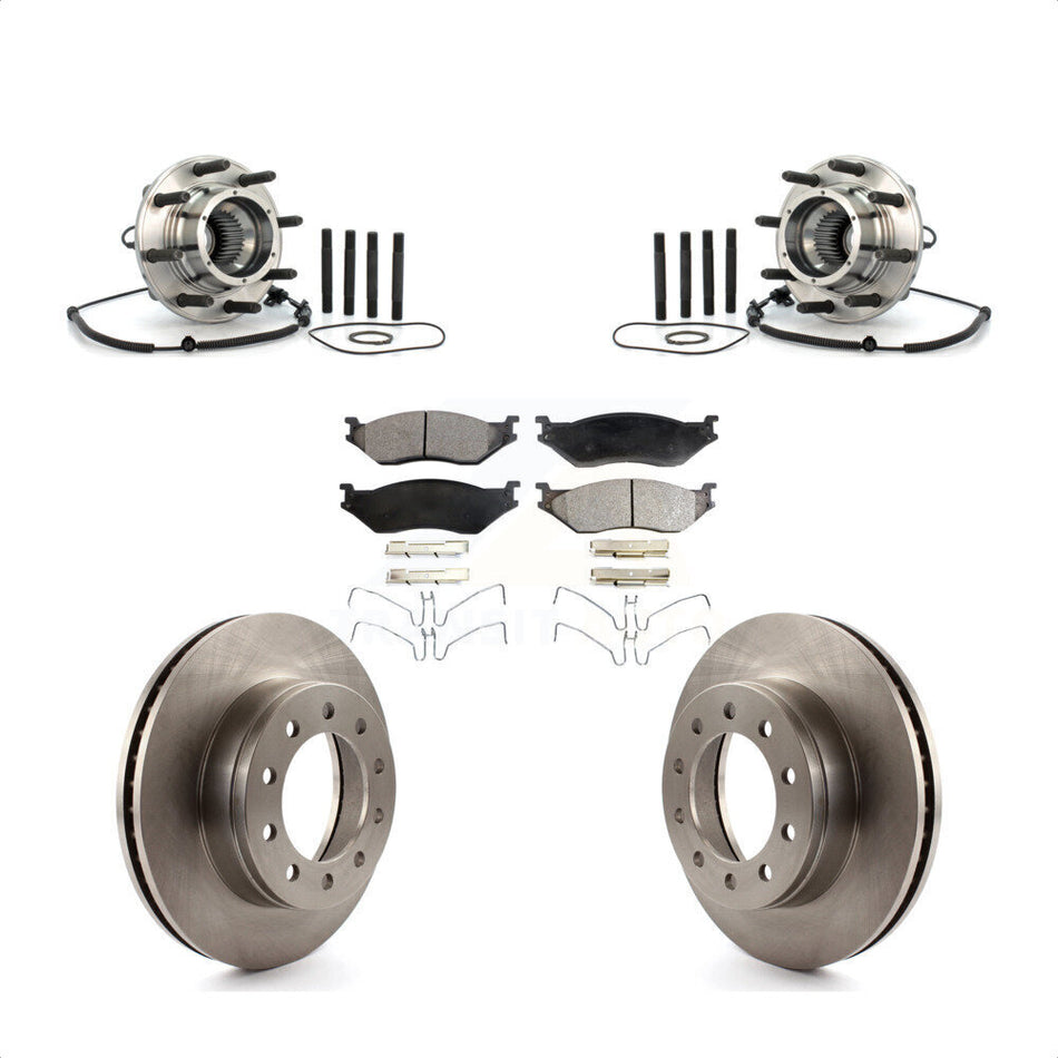 Front Hub Bearing Assembly With Disc Brake Rotors And Semi-Metallic Pads Kit For 2010 Ford F-550 Super Duty 4 X Single Rear Wheels KBB-105372
