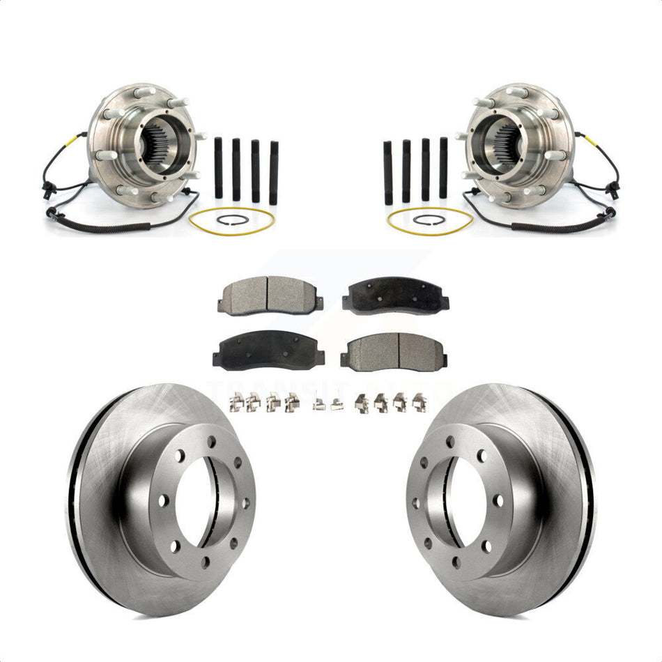 Front Hub Bearing Assembly With Disc Brake Rotors And Semi-Metallic Pads Kit For Ford F-250 Super Duty Dual Rear Wheels KBB-105373