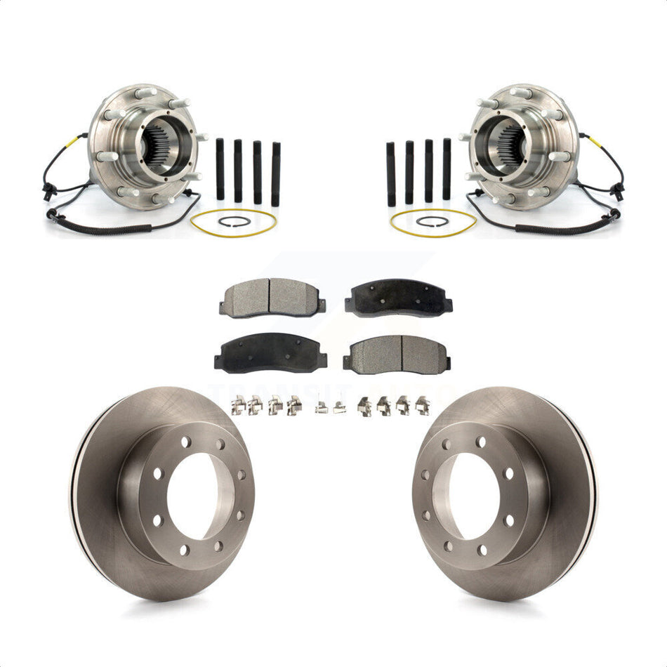 Front Hub Bearing Assembly With Disc Brake Rotors And Semi-Metallic Pads Kit For Ford F-350 Super Duty 4WD KBB-105374