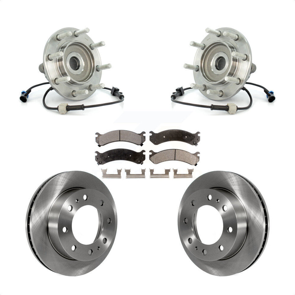 Front Hub Bearing Assembly With Disc Brake Rotors And Semi-Metallic Pads Kit For Chevrolet Silverado 3500 GMC Sierra Classic RWD KBB-105378