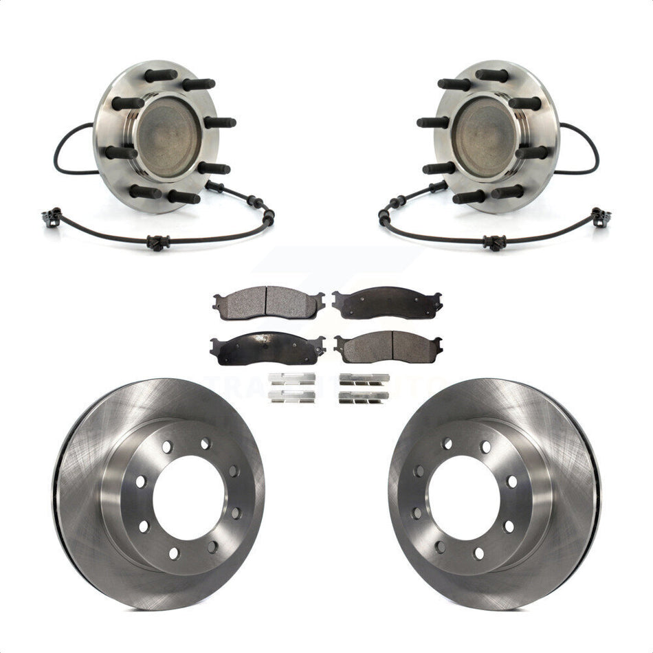 Front Hub Bearing Assembly With Disc Brake Rotors And Semi-Metallic Pads Kit For 2003-2005 Dodge Ram 2500 3500 RWD KBB-105381