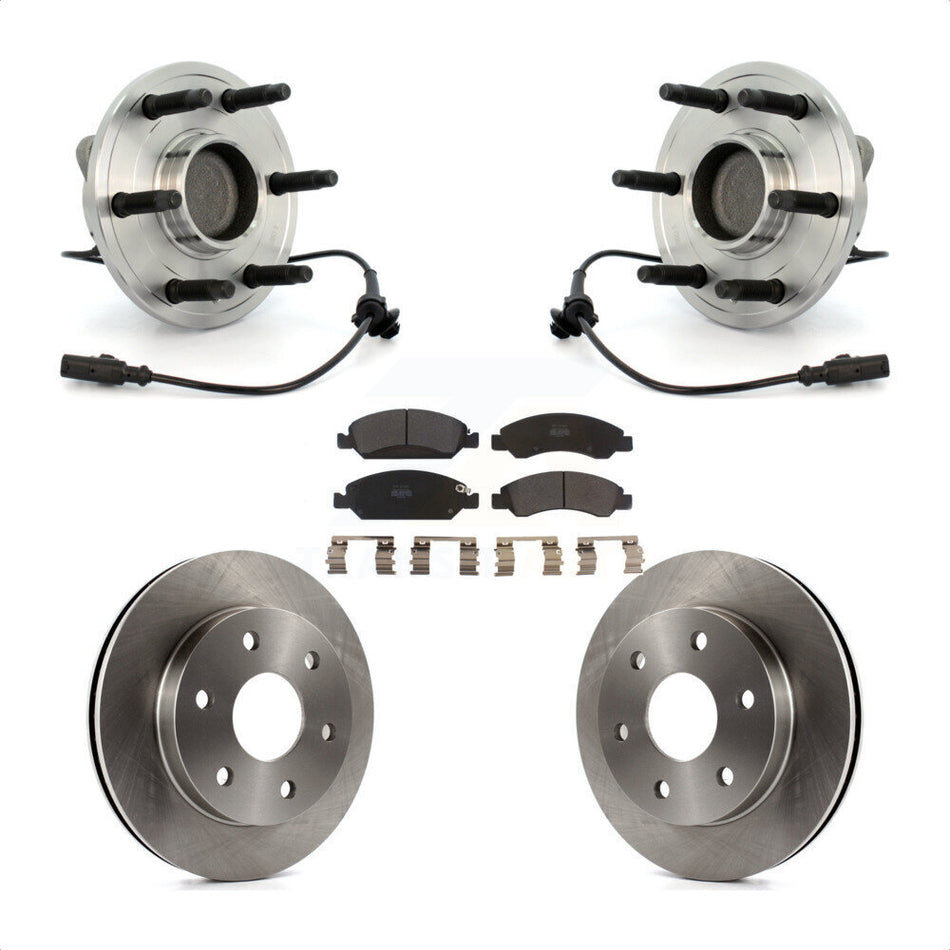 Front Hub Bearing Assembly With Disc Brake Rotors And Semi-Metallic Pads Kit For 2007 GMC Sierra 1500 SLT SLE with RWD rear brakes KBB-105392