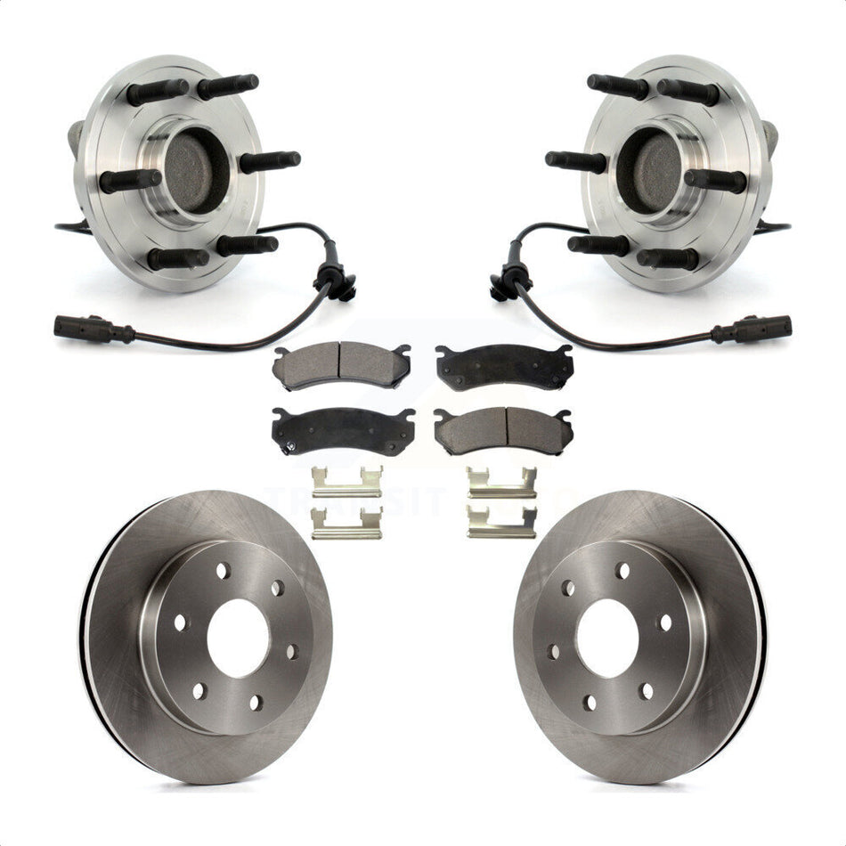 Front Hub Bearing Assembly With Disc Brake Rotors And Semi-Metallic Pads Kit For 2007 Chevrolet Silverado 1500 LT LTZ with RWD rear brakes KBB-105393