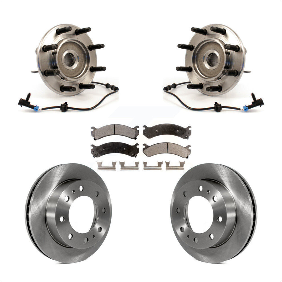 Front Hub Bearing Assembly With Disc Brake Rotors And Semi-Metallic Pads Kit For Chevrolet Silverado 2500 HD GMC Sierra Suburban Hummer H2 Yukon XL KBB-105397