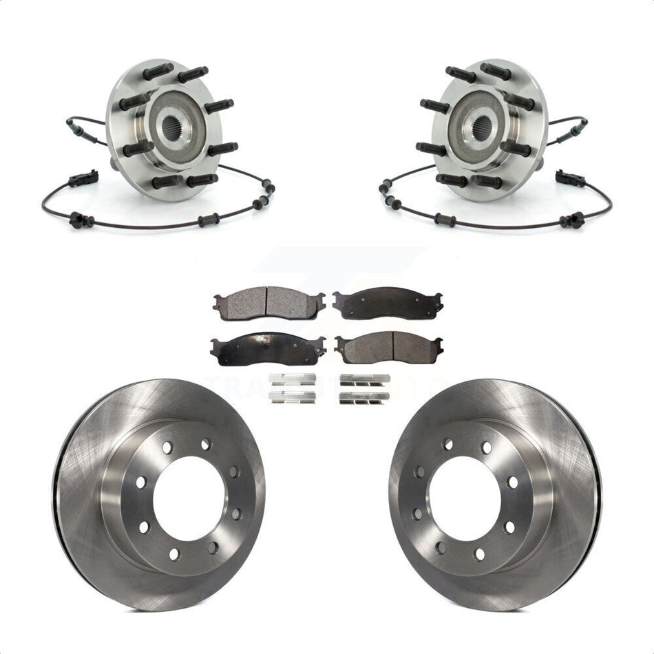 Front Hub Bearing Assembly With Disc Brake Rotors And Semi-Metallic Pads Kit For Dodge Ram 1500 2500 3500 8 Lug Wheels KBB-105399