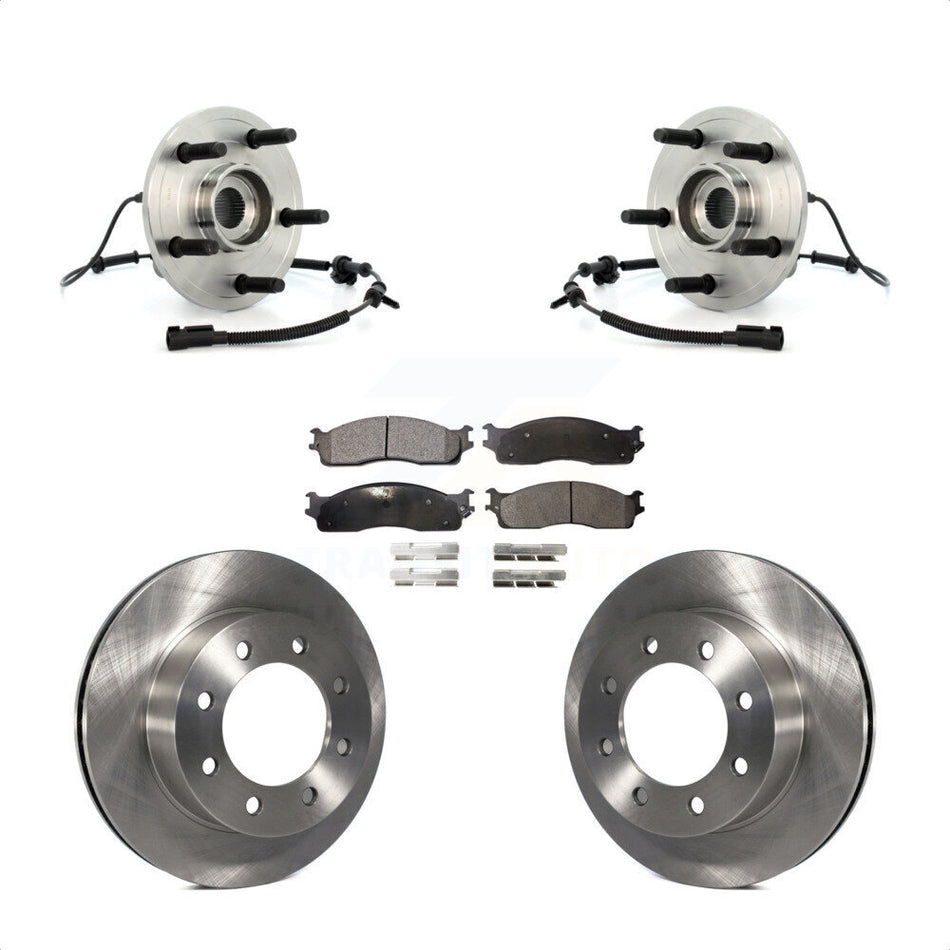 Front Hub Bearing Assembly With Disc Brake Rotors And Semi-Metallic Pads Kit For 2007-2008 Dodge Ram 1500 Extended Crew Cab Pickup with 4-Wheel ABS 5 Lug Wheels KBB-105402