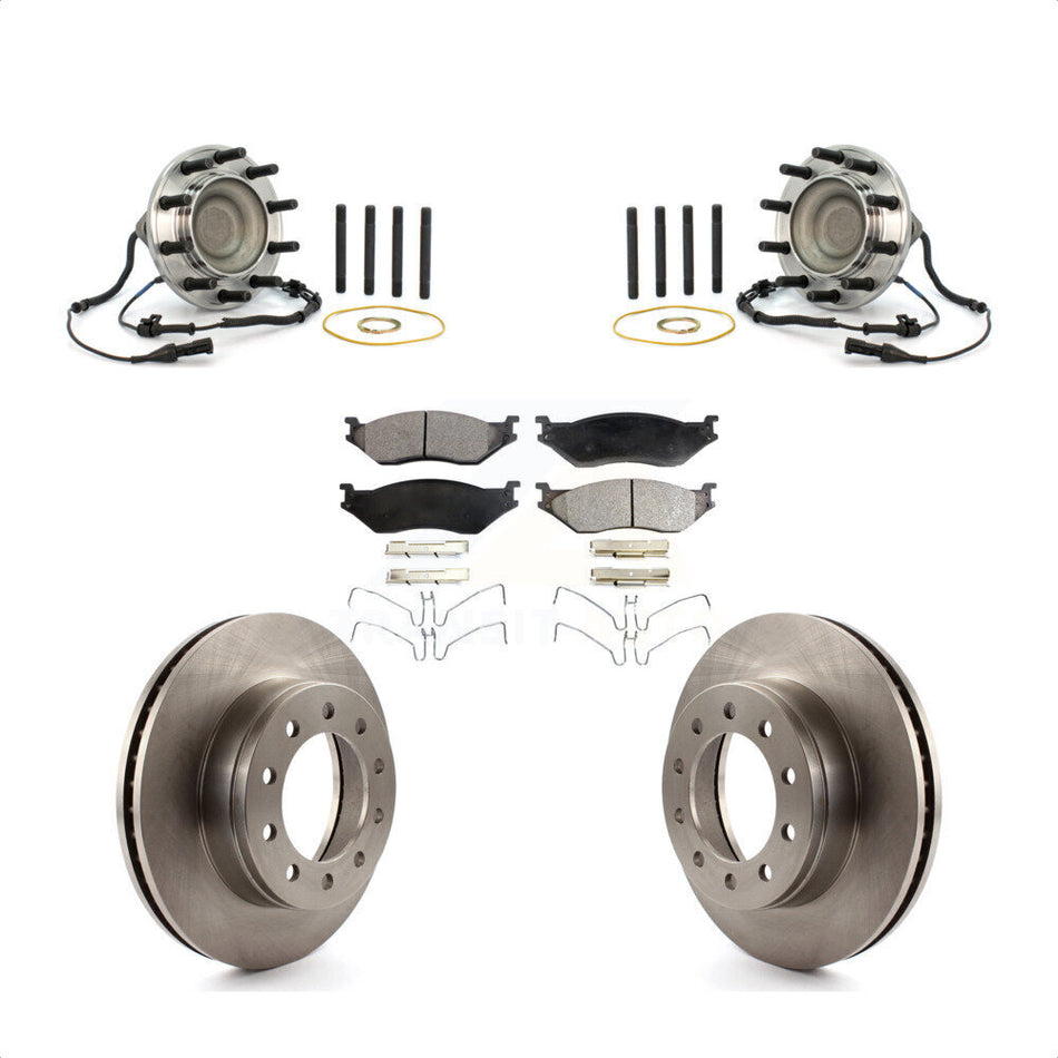 Front Hub Bearing Assembly With Disc Brake Rotors And Semi-Metallic Pads Kit For Ford F-450 Super Duty F-550 KBB-105403