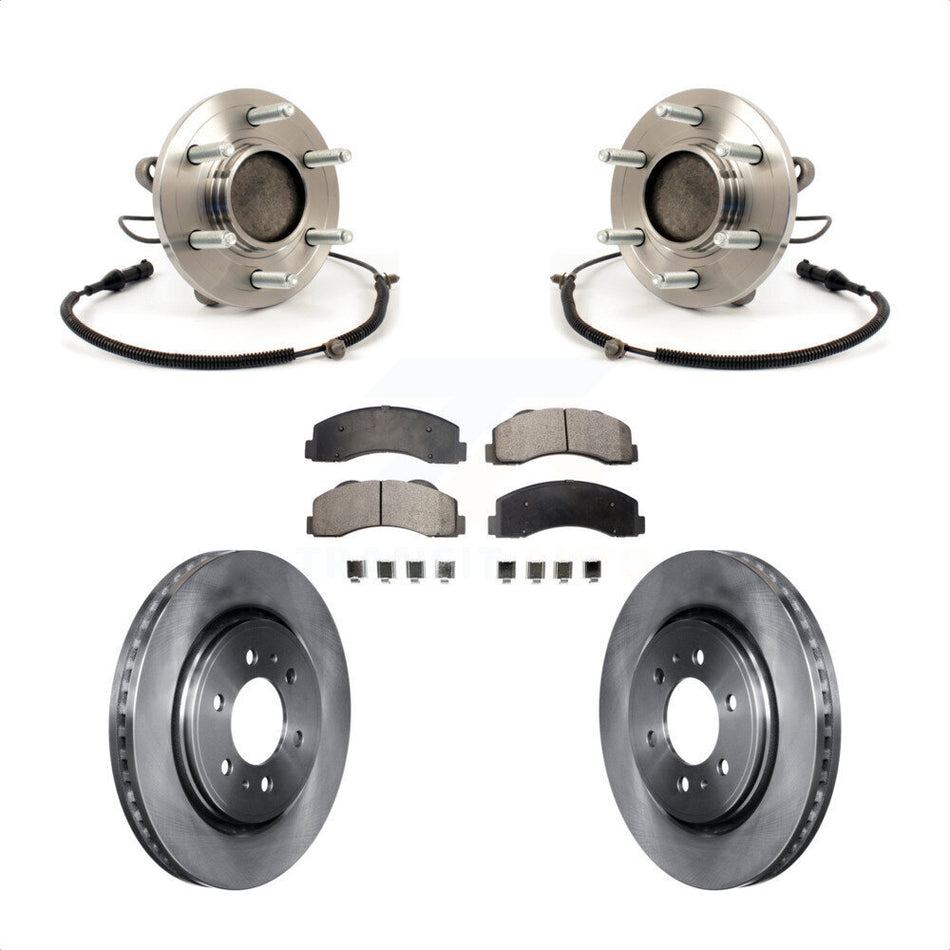 Front Hub Bearing Assembly With Disc Brake Rotors And Semi-Metallic Pads Kit For 2010 Ford F-150 RWD 6 Lug Wheels Without Heavy Duty Payload Package KBB-105404