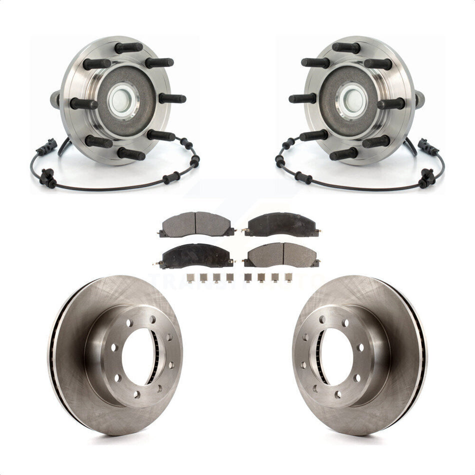Front Hub Bearing Assembly With Disc Brake Rotors And Semi-Metallic Pads Kit For Dodge Ram 2500 3500 RWD KBB-105413