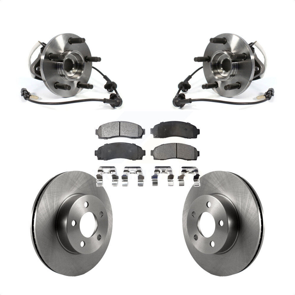 Front Hub Bearing Assembly With Disc Brake Rotors And Semi-Metallic Pads Kit For Ford Ranger Mazda B4000 Square Connector 4WD KBB-105416