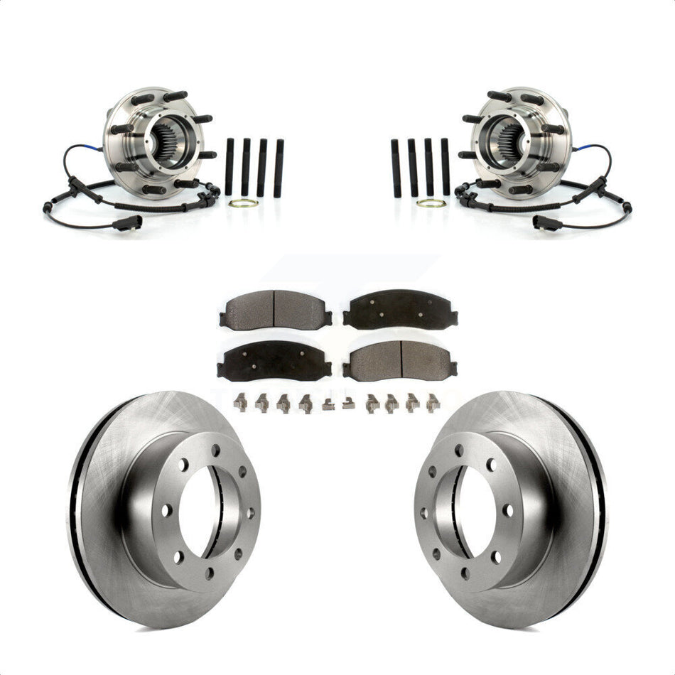 Front Hub Bearing Assembly With Disc Brake Rotors And Semi-Metallic Pads Kit For 2012-2012 Ford F-250 Super Duty F-350 Single Rear Wheels 4WD KBB-105418