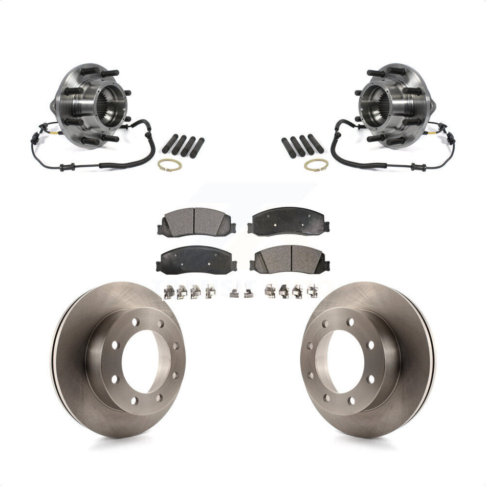 Front Hub Bearing Assembly With Disc Brake Rotors And Semi-Metallic Pads Kit For 2012 Ford F-350 Super Duty 4WD Dual Rear Wheels KBB-105421