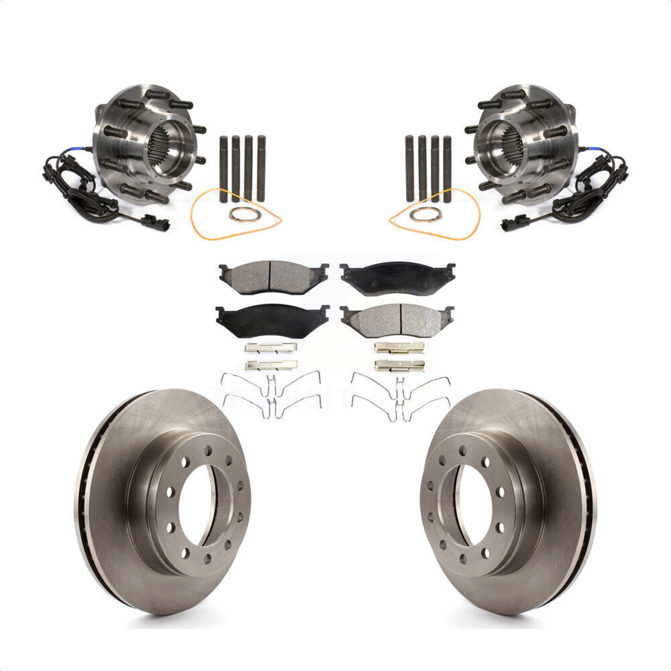 Front Hub Bearing Assembly With Disc Brake Rotors And Semi-Metallic Pads Kit For 2011-2016 Ford F-450 Super Duty F-550 4 X KBB-105426