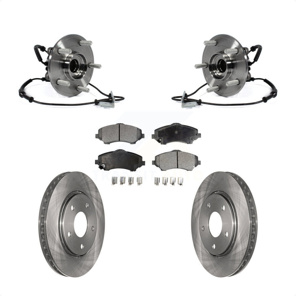 Front Hub Bearing Assembly With Disc Brake Rotors And Pads Kit For Dodge Grand Caravan Chrysler Town & Country Ram C/V Volkswagen Routan Single Piston Caliper KBB-105433