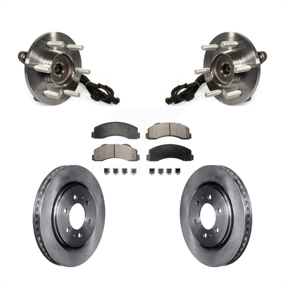 Front Hub Bearing Assembly With Disc Brake Rotors And Semi-Metallic Pads Kit For 2015-2017 Ford F-150 4WD KBB-105447