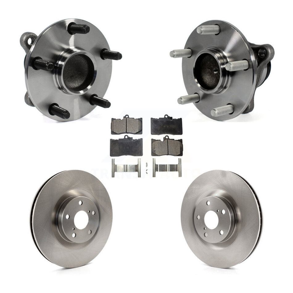 Front Hub Bearing Assembly With Disc Brake Rotors And Semi-Metallic Pads Kit (5Pc) For Lexus IS350 GS350 GS450h GS460 KBB-105454