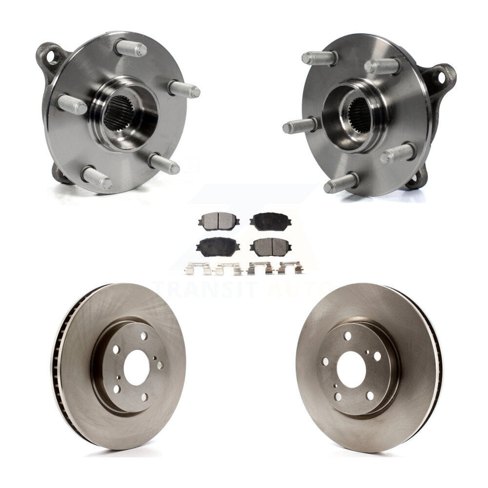 Front Hub Bearing Assembly With Disc Brake Rotors And Semi-Metallic Pads Kit (5Pc) For Lexus IS250 GS300 AWD KBB-105455