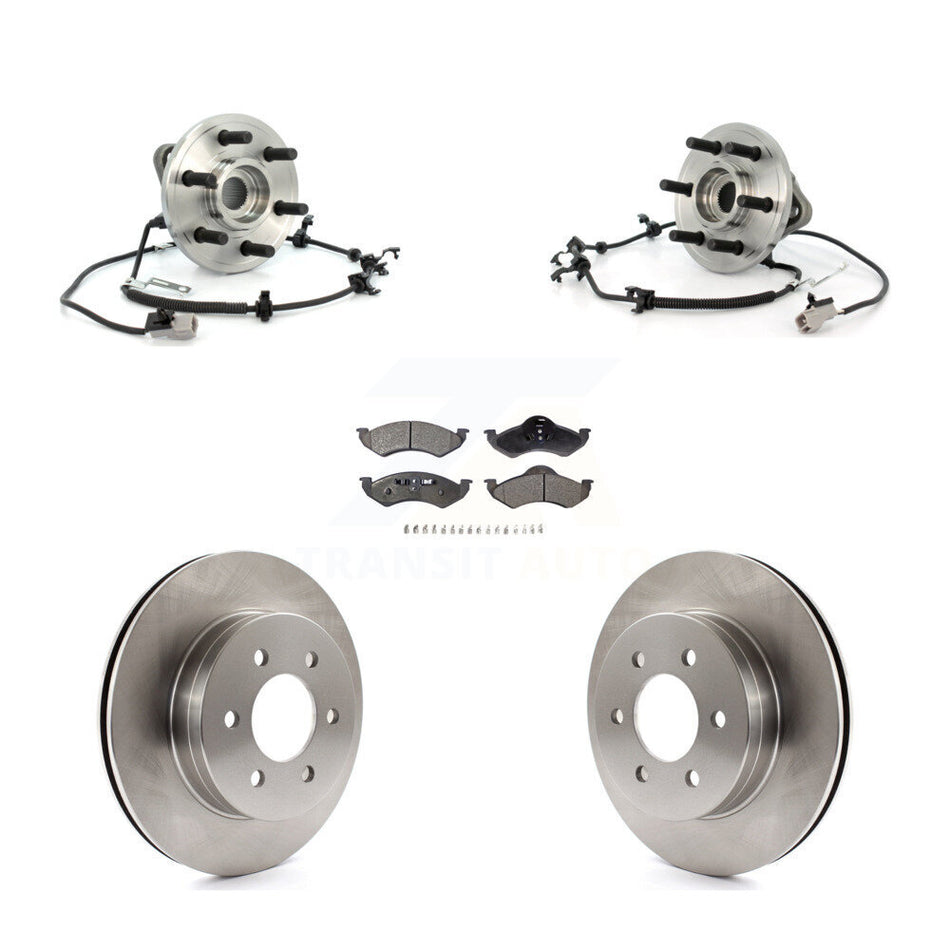Front Hub Bearing Assembly With Disc Brake Rotors And Semi-Metallic Pads Kit For 2000-2002 Dodge Dakota Durango 4WD with 4-Wheel ABS KBB-105465
