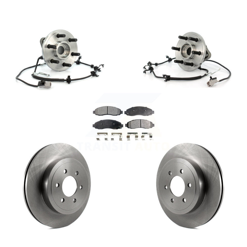 Front Hub Bearing Assembly With Disc Brake Rotors And Semi-Metallic Pads Kit For 2003-2004 Dodge Dakota 4WD with 4-Wheel ABS KBB-105467