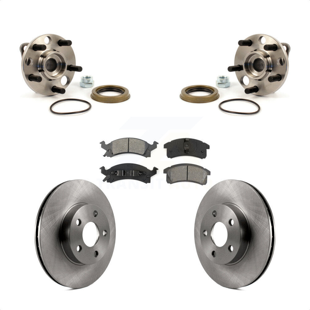 Front Hub Bearing Brake Rotor And Pad Kit For Chevrolet Cavalier Pontiac Sunfire Grand Am KBB-105495